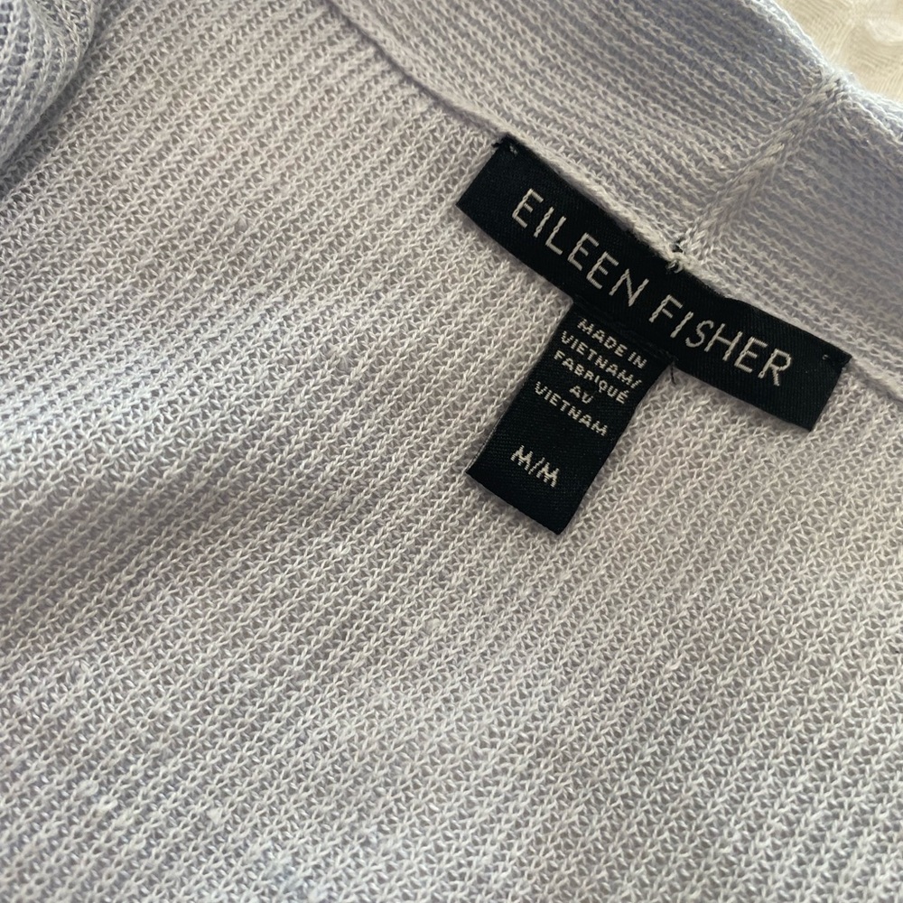 Eileen Fisher organic linen organic cotton Light blue Gray Open Front Cardigan - Picture 3 of 4